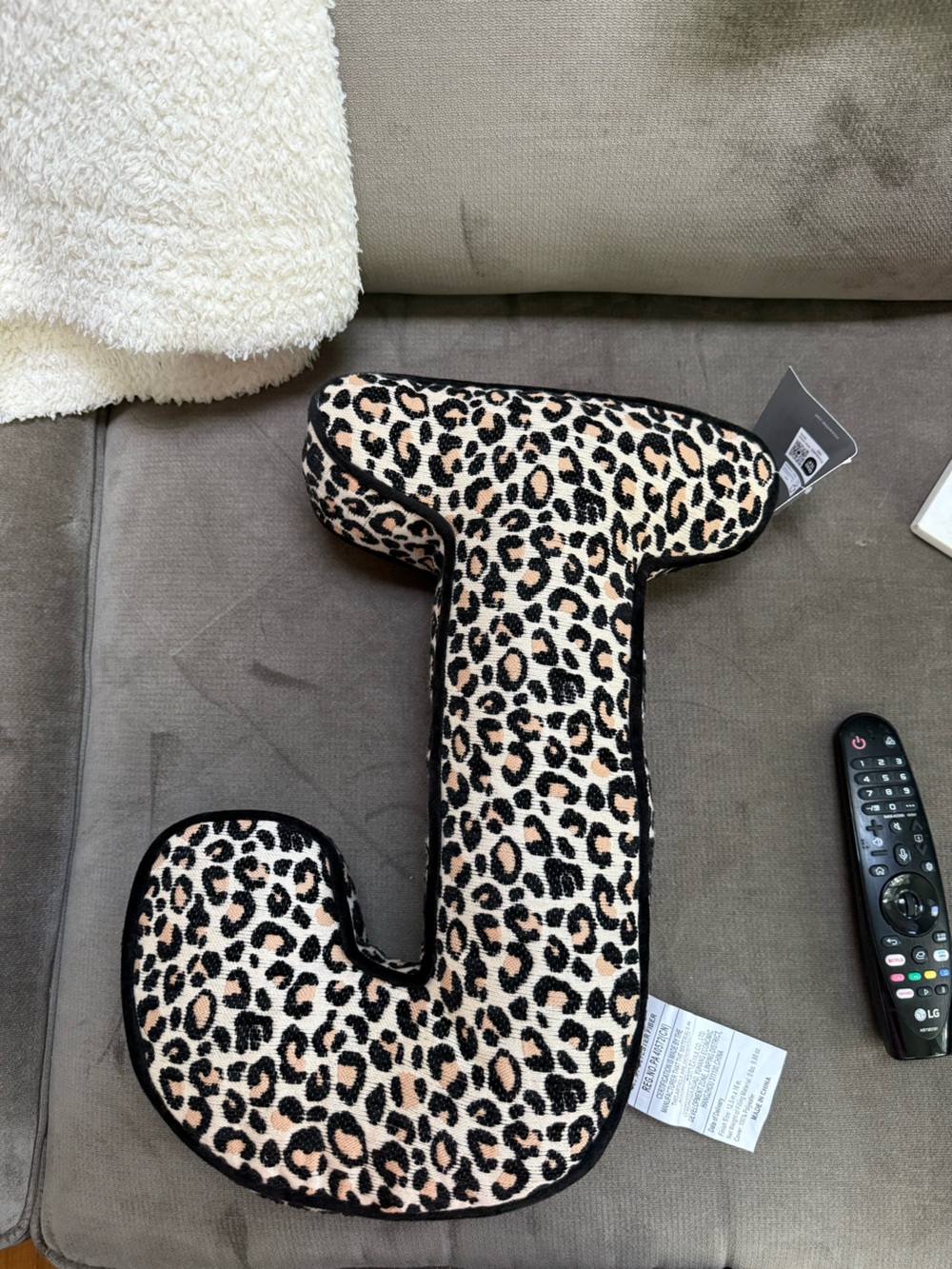 Leopard Print 'J' Decorative Pillow